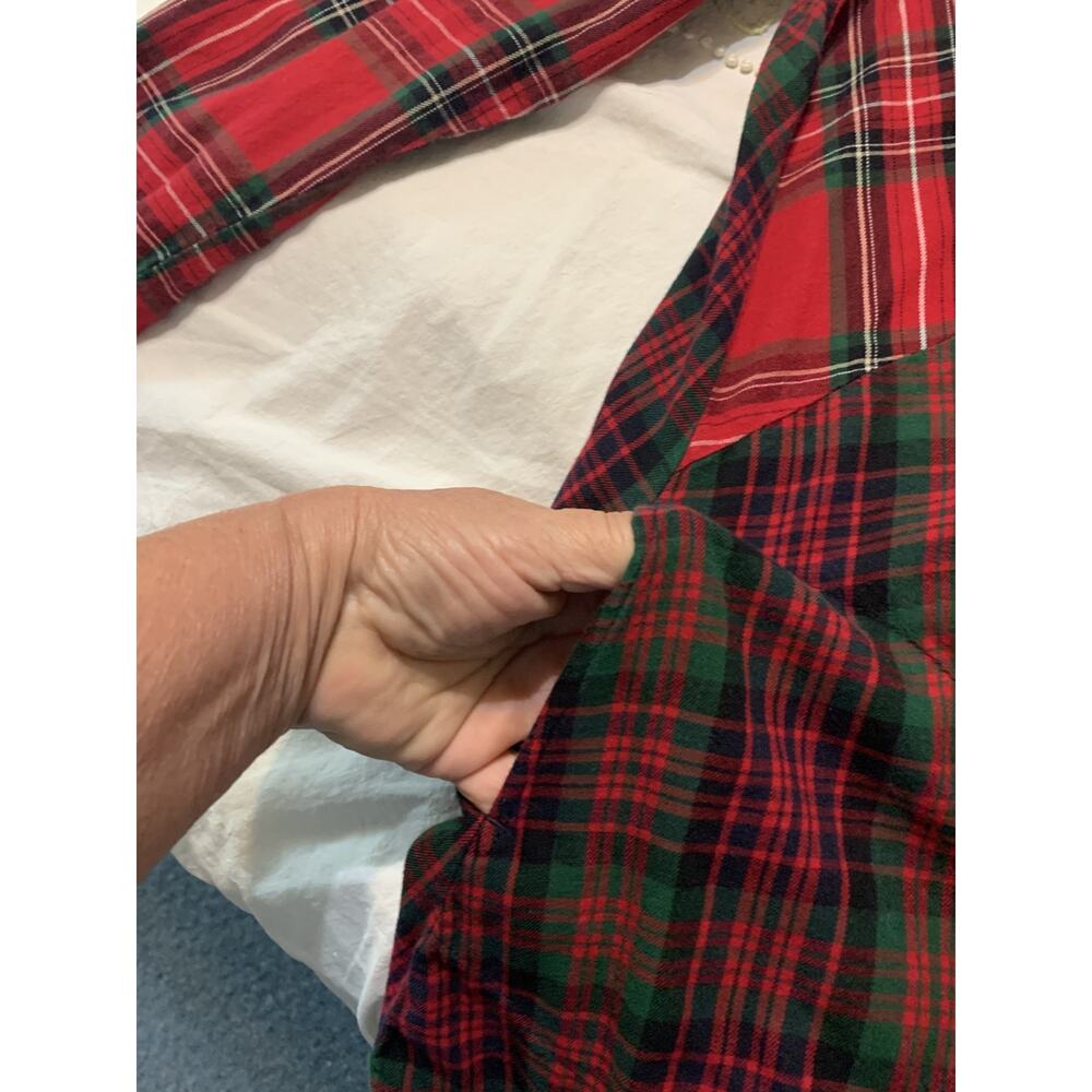 J Jill Red Mixed Buffallo Plaid Swing Button-Up Tunic Size Large Petite LP - Picture 7 of 10